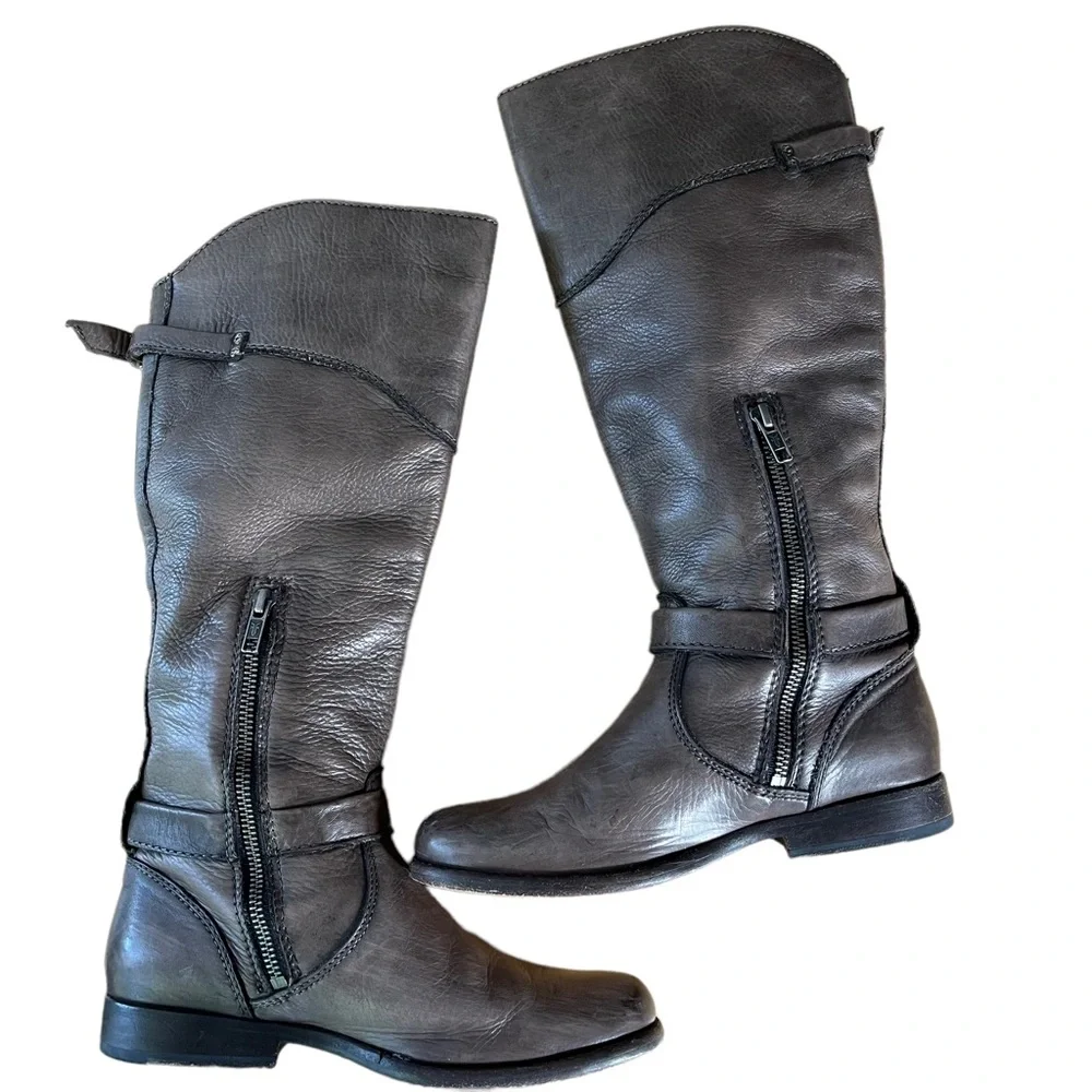 Frye Phillip Riding Brown Leather Boot - Picture 2 of 16